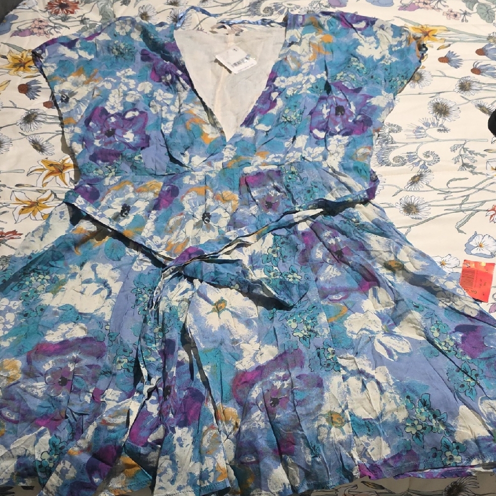 FP Movement by Free People Floral Mini Dress - Blue and Purple